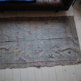 Vintage cactus silk carpet, grey and with original nomadic designs. free shipping in europe 225x135cm