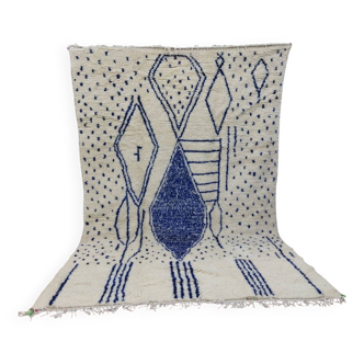 Vintage Azilal rug 290x190 cm - Blue geometric patterns