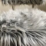 Vintage chair, gray long-haired synthetic fur