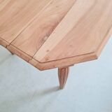 Art deco table - sanded raw wood - flower patterns