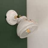Vintage white opaline wall lamp with shade