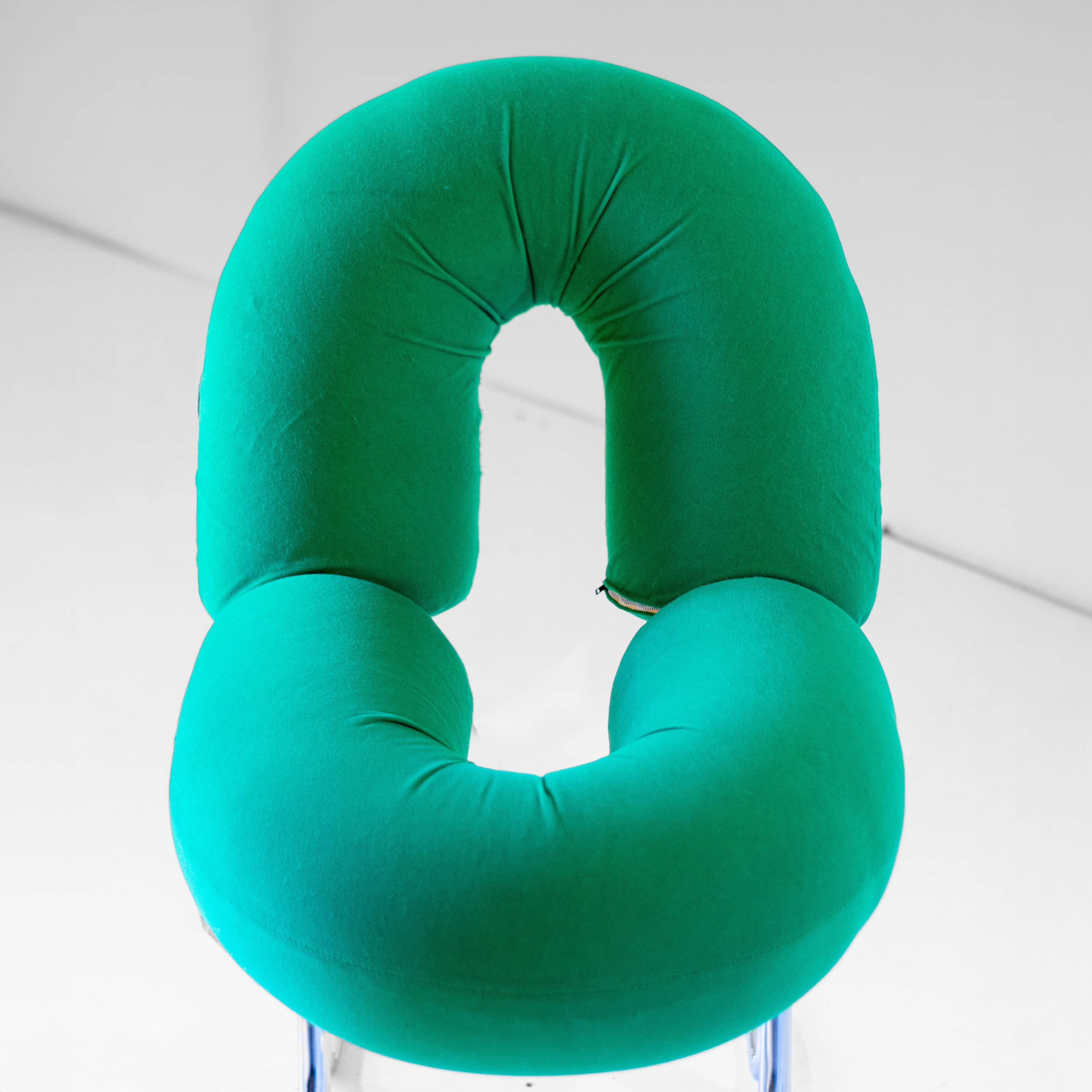 Space Age Italian Modern Desk Chair In Green Velvet and Chromed Metal
