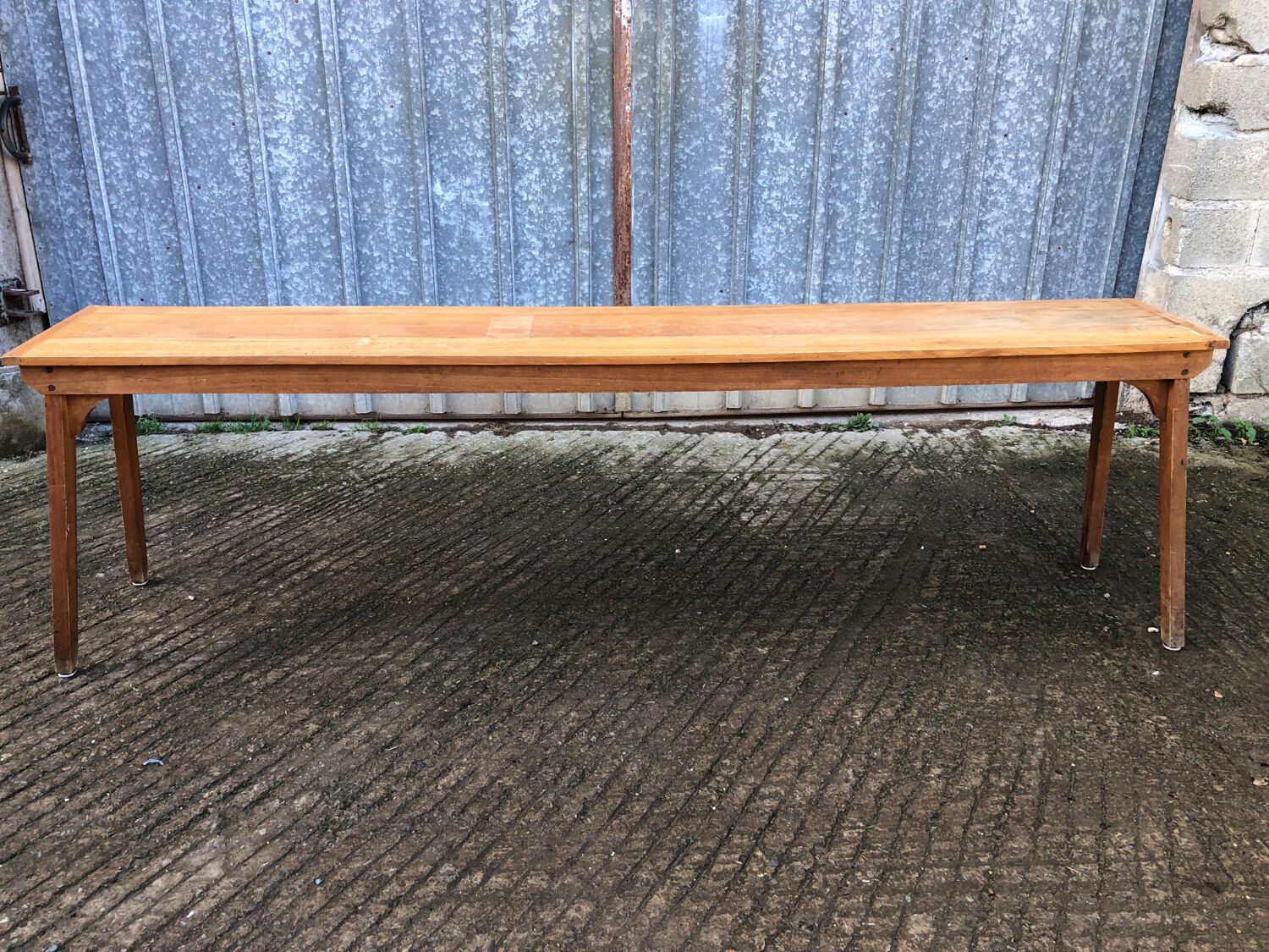 Table console vintage en hêtre massif