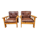 Pair of leather armchairs 1980
