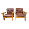 Pair of leather armchairs 1980