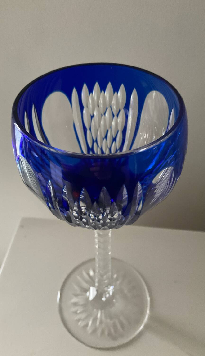 Pair of cut crystal wine glasses