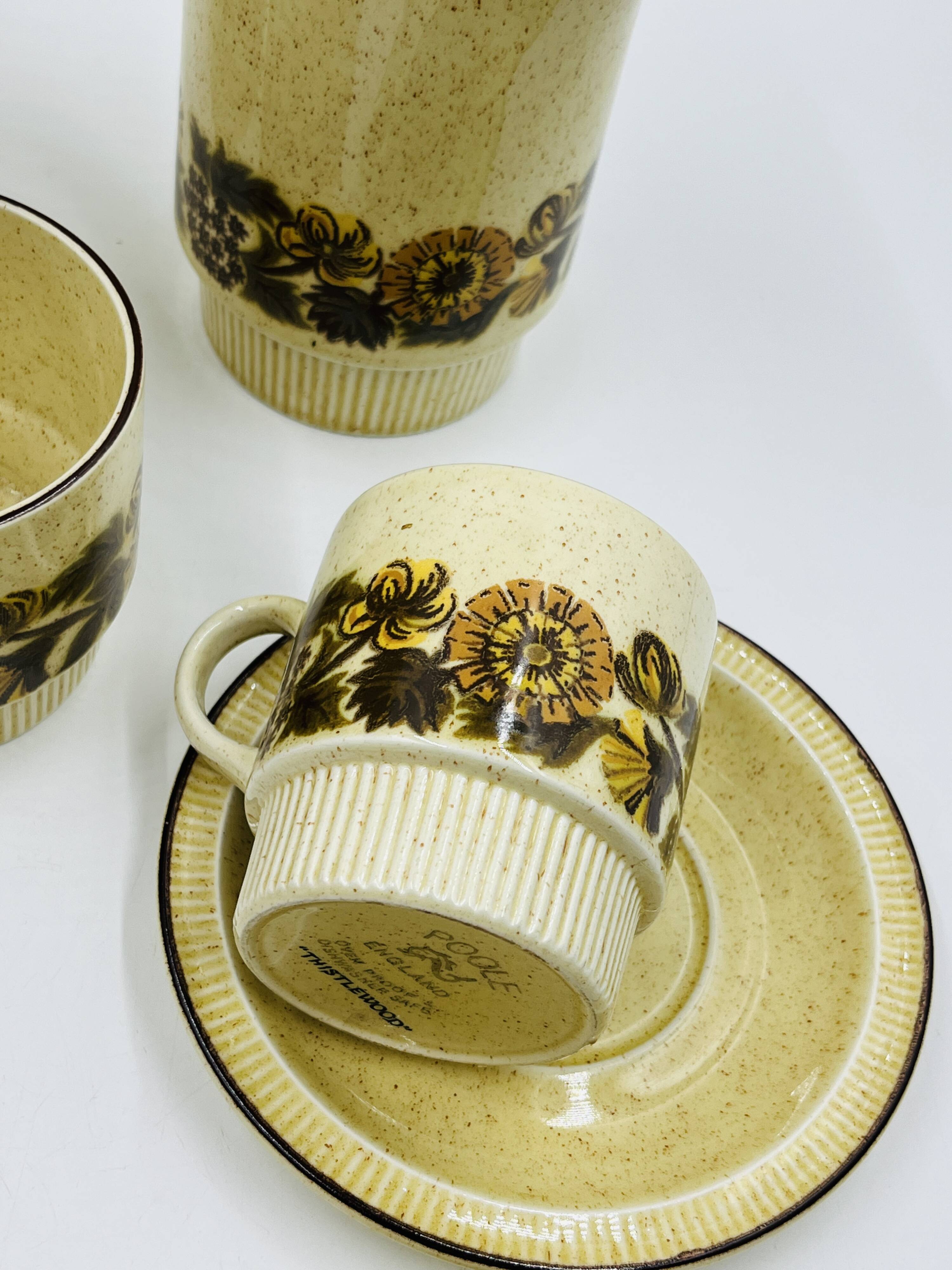 Service à café 4 personnes Poole Pottery modèle Thistlewood