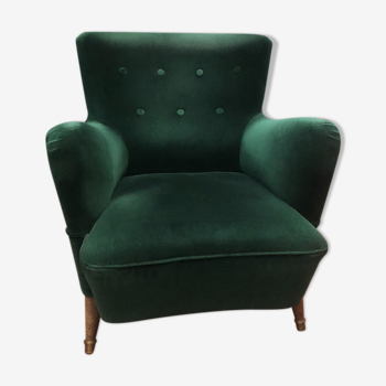 Fauteuil en velours années 50-60