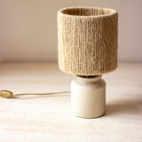 Table lamp mustard pot and jute string lampshade