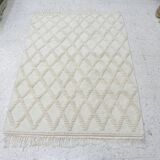 Tunisian Berber Rug, Ecru Wool – Handwoven, Bohemian & Minimalist Style