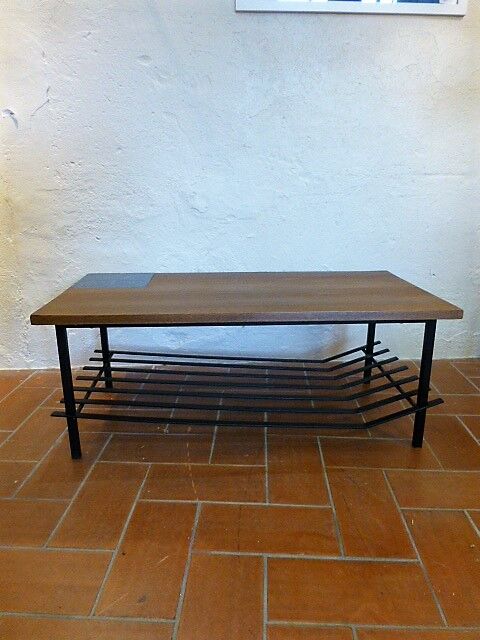 Coffee table in ceramic wood and metal vintage 1960.