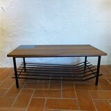Coffee table in ceramic wood and metal vintage 1960.