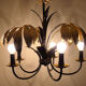 Lustre 5 branches et feuilles de palmier dorées