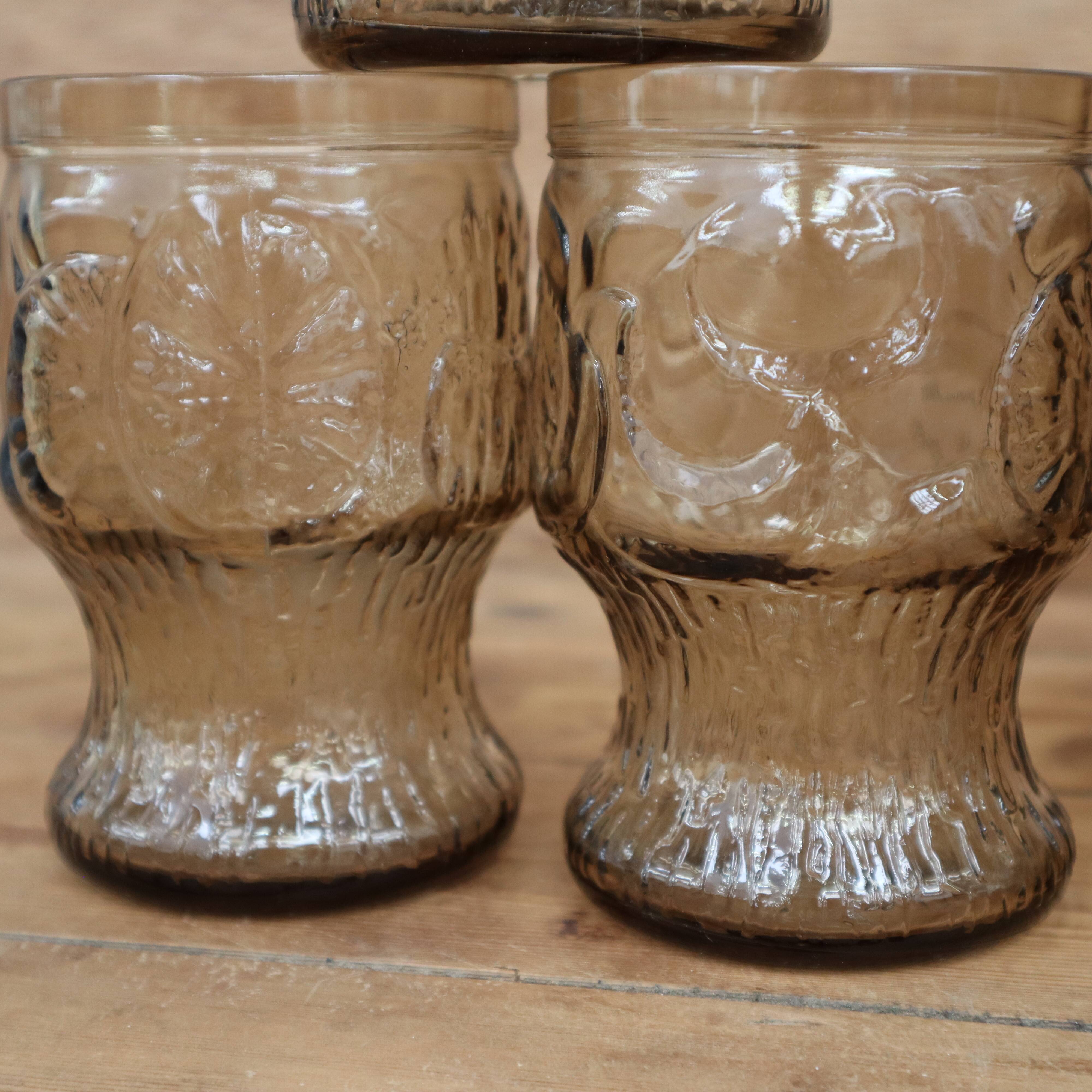 Set of 6 orangeade glasses Fidenza Italy vintage 70's, fruit patterns