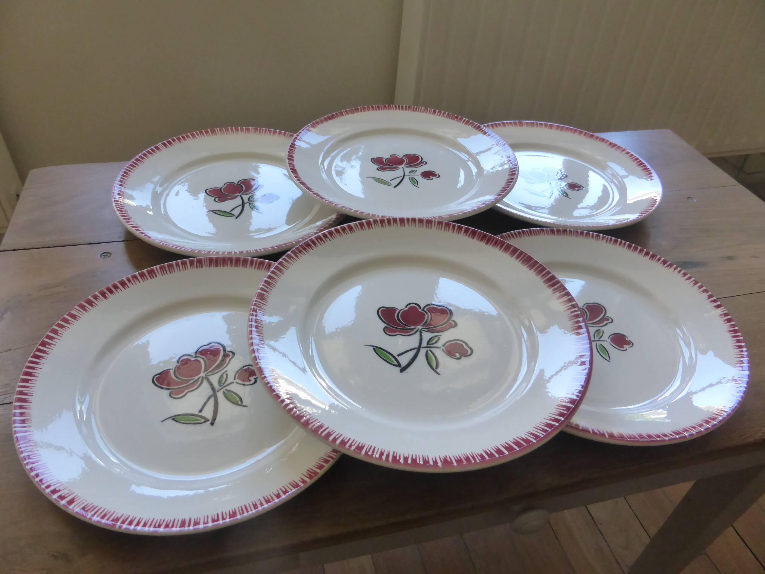 6 vintage flat plates from Badonviller 200825