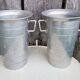 Old pair of aluminum champagne buckets vintage kitchen utensil #a682