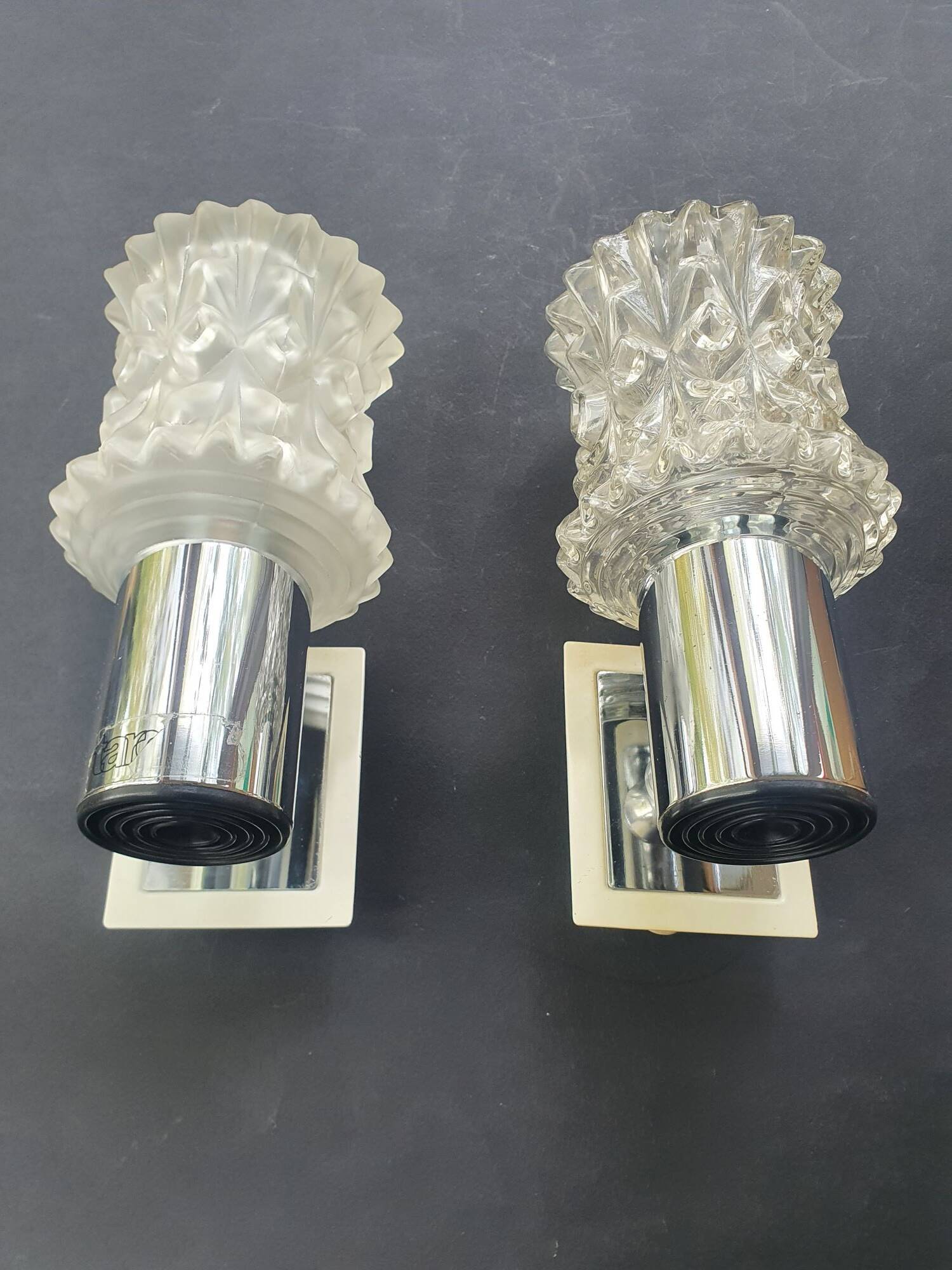 Pair of vintage Italian chrome wall lights by Targetti 1970