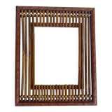 Antique French Art Deco Bamboo and Wood Wall Mirror, Early 20th Century