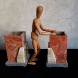 Pair of marble and onyx book clamts