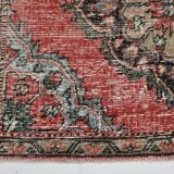 Classic Pattern Red & Green Vintage Runner Rug, 104x344Cm