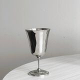 Set of 10 shiny silver metal stemmed cups