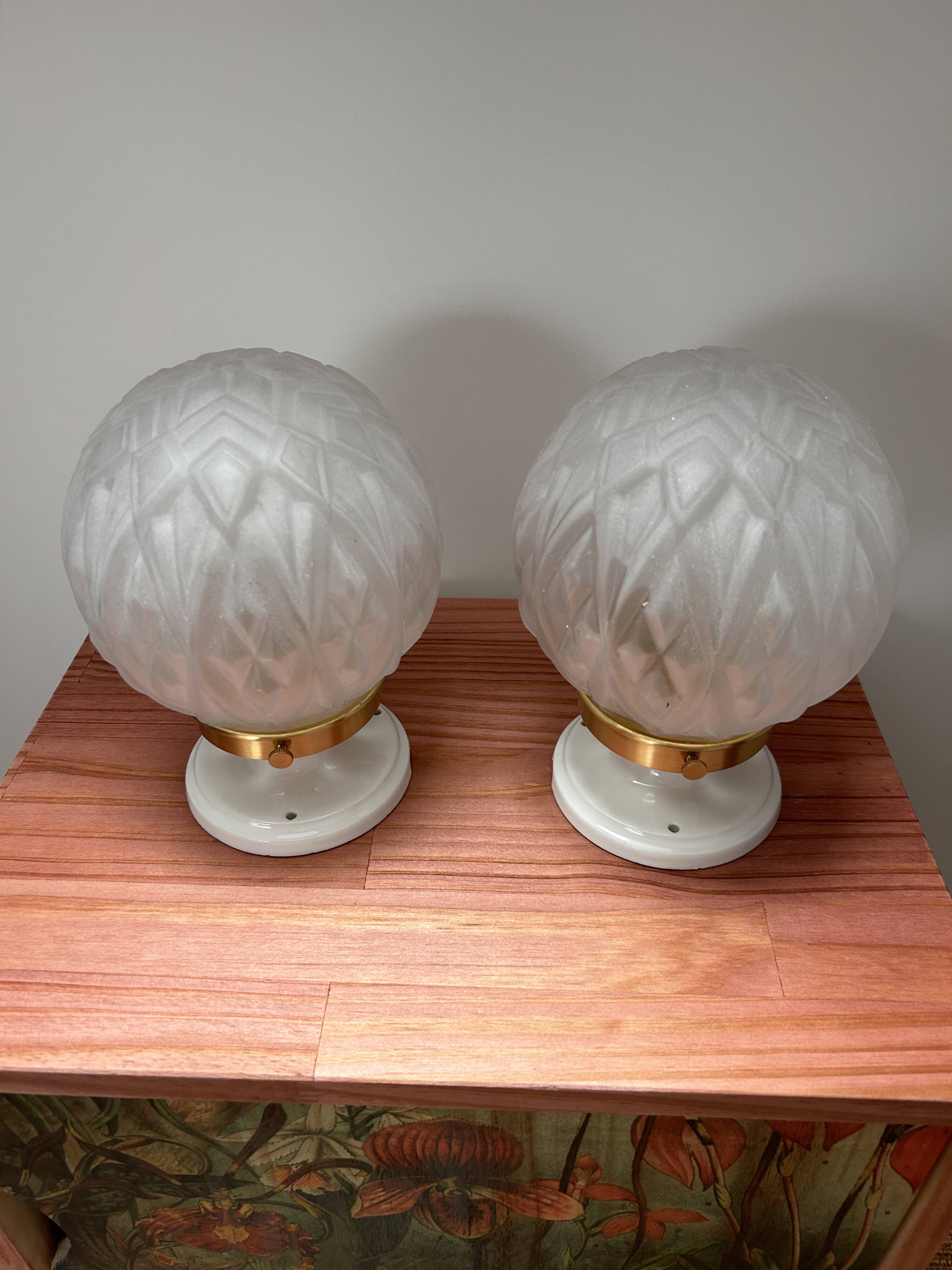 Pair of Art Deco globe wall lights
