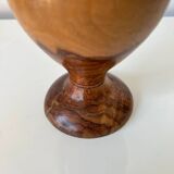 Vintage hand-turned solid olive wood vase - 1970s-80s