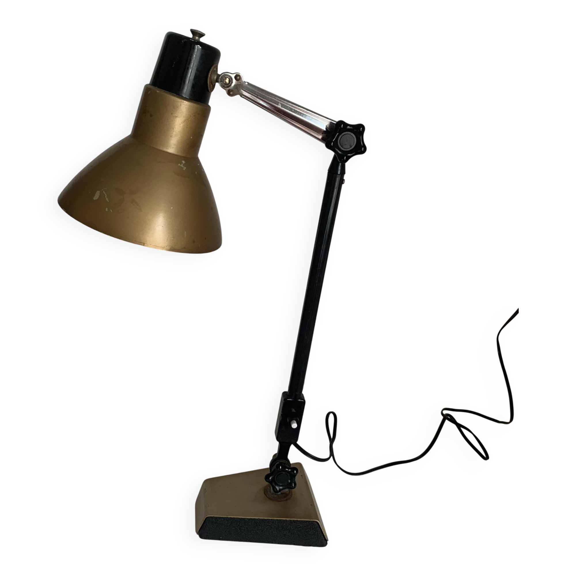 Lampe vintage 1950 industrielle Super Chrome champagne - 55 cm