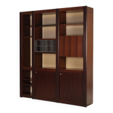 Vintage Acerbis bookshelf in exotic wood veneer, Italy, 1980s.