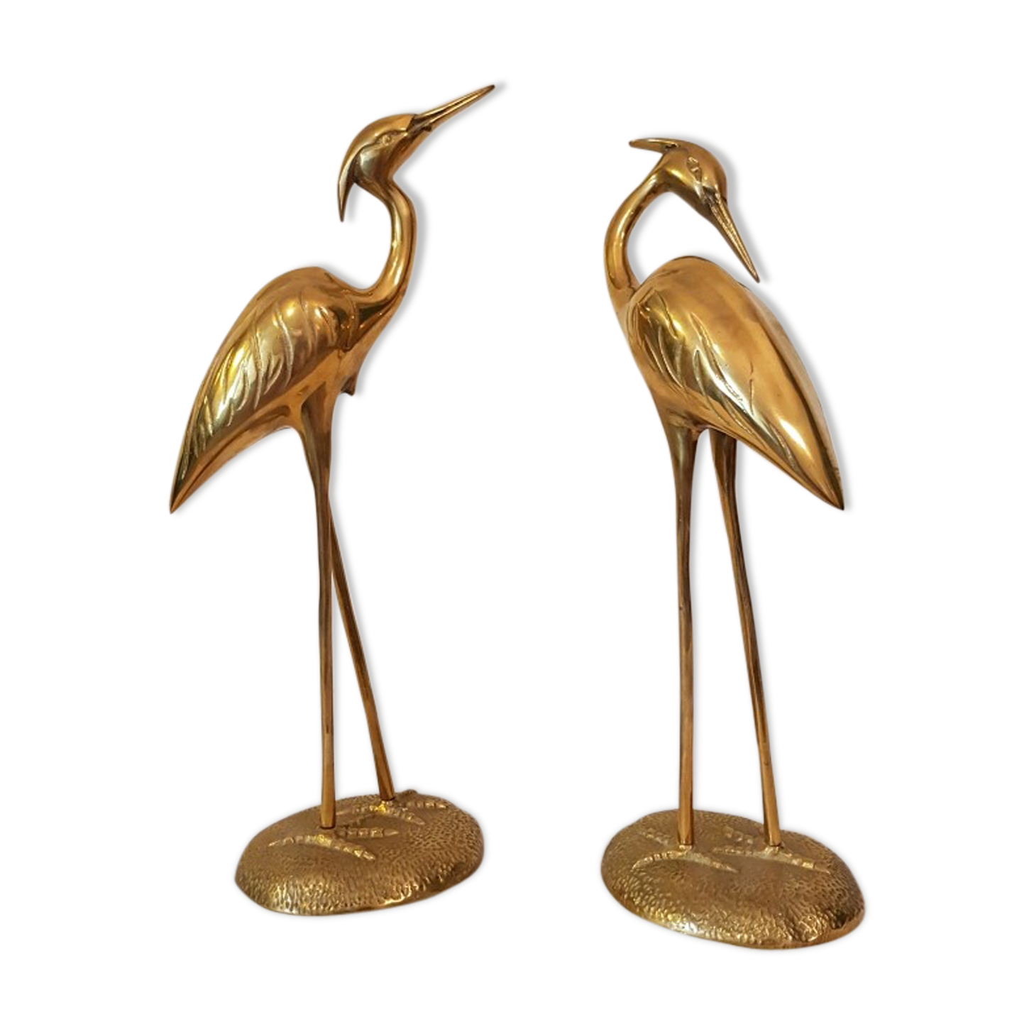 Pair of herons in brass