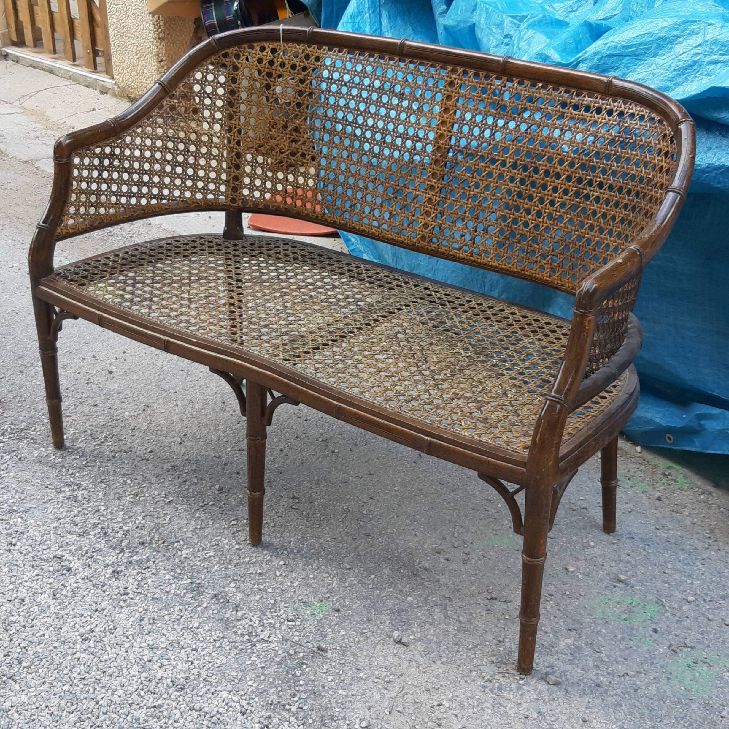 "bamboo" wooden canne banquette