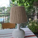 Vintage frosted glass lamp and rope lampshade