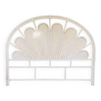 Bohemian white rattan headboard – 1970s