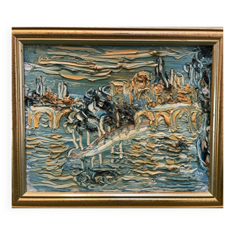 20th century bridge landscape painting