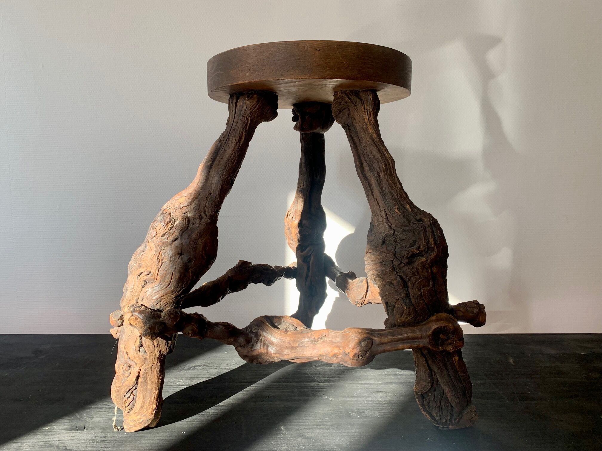 Wooden stool vine foot 50s