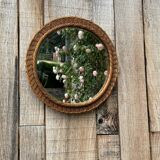 Round wicker mirror 1960