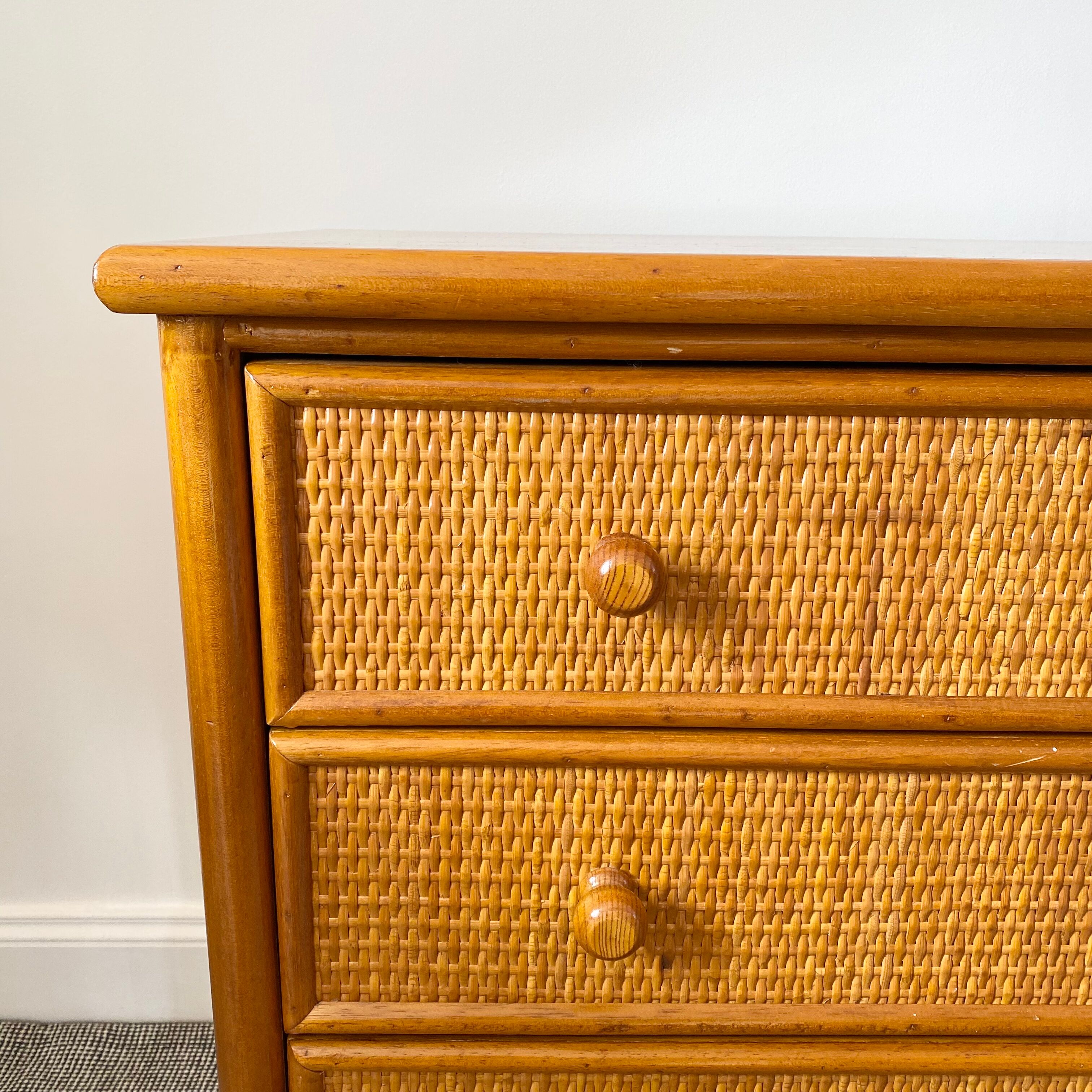 Vintage rattan chest of drawers