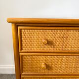 Vintage rattan chest of drawers
