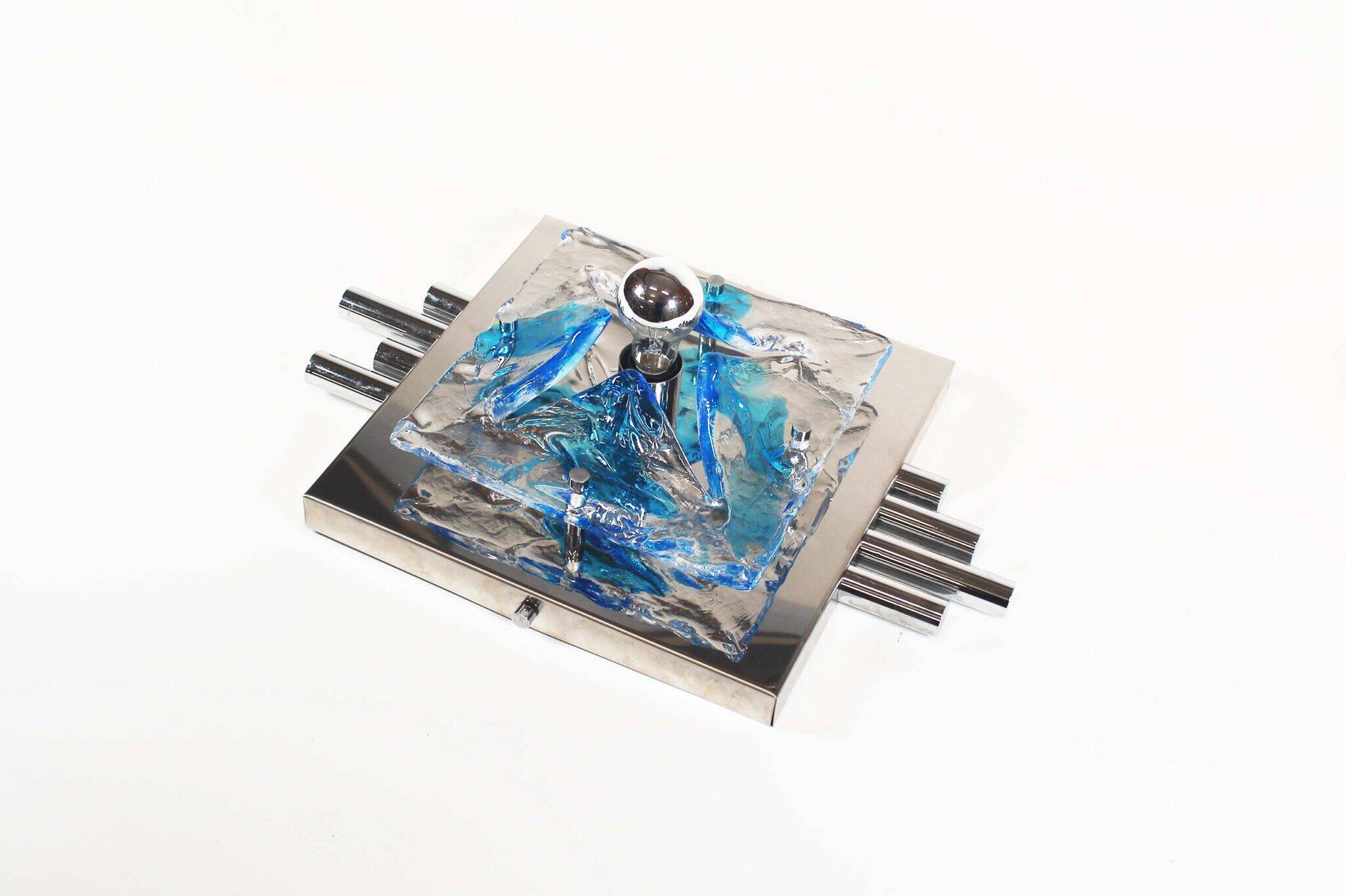 Stunning XXL Chrome and murano glass wall light by AV Mazzega