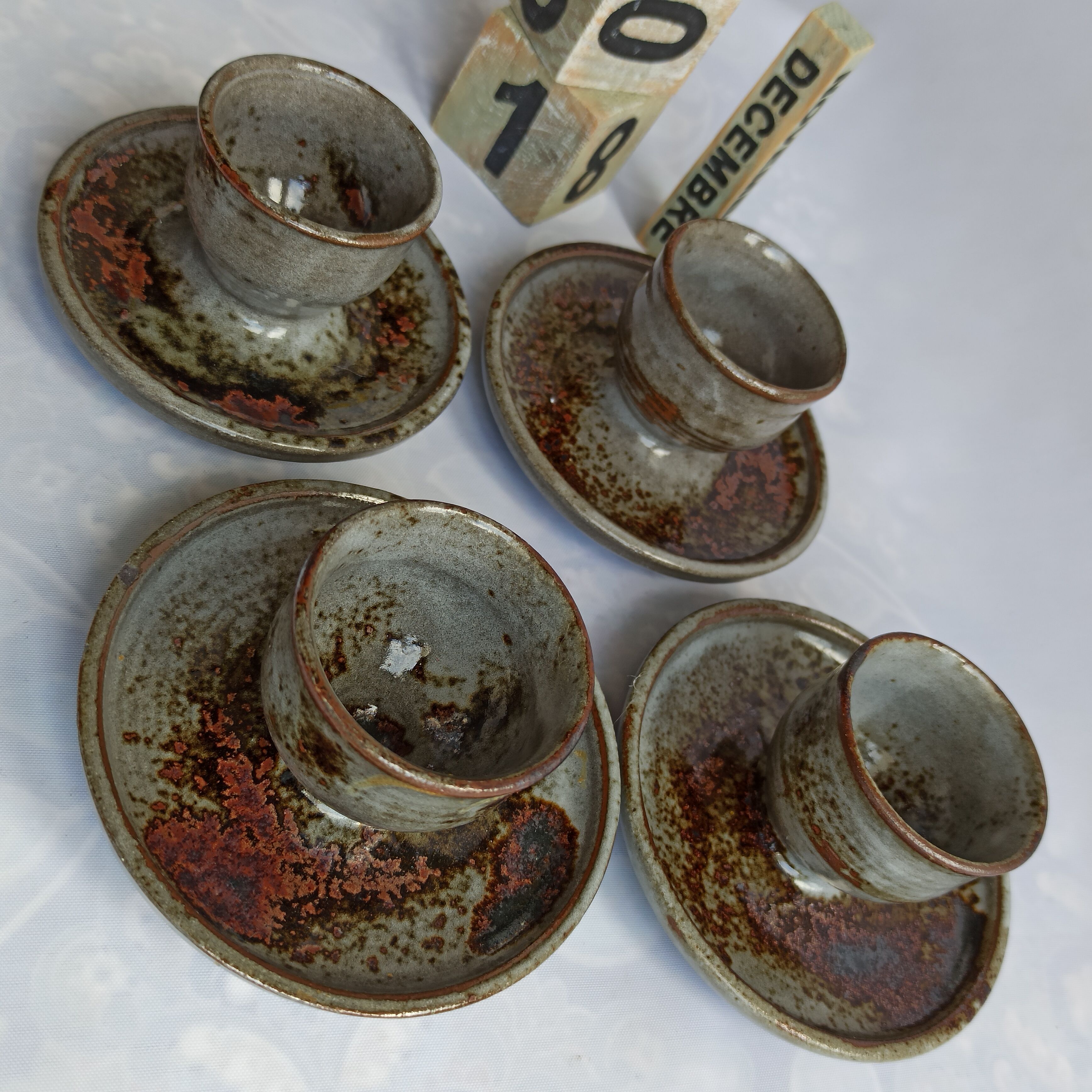 Sandstone shells signed Chantal - Thierry Robert vintage pottery