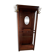 Antique wooden coat rack with mirror and shelf.