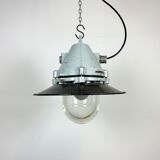 Aluminium and enameled bomb proof pendant lamp 70s