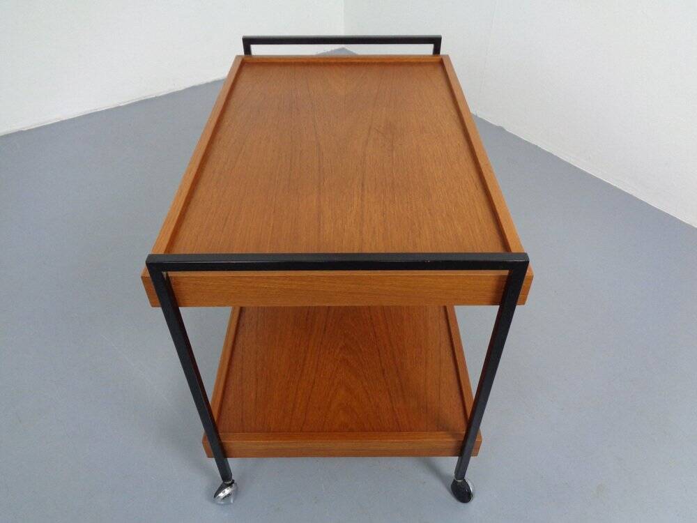 Minimalist Rollable Teak Serving Cart, 1960s