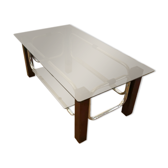 Coffee table 70 double smoked glass tray