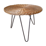 Vintage rattan table iron legs