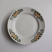 Plat rond à pied ancien signé Labrut frères fleurs