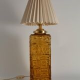 Large Amber Glass Table Lamp by Gustav Leek for Orrefors, 1960s