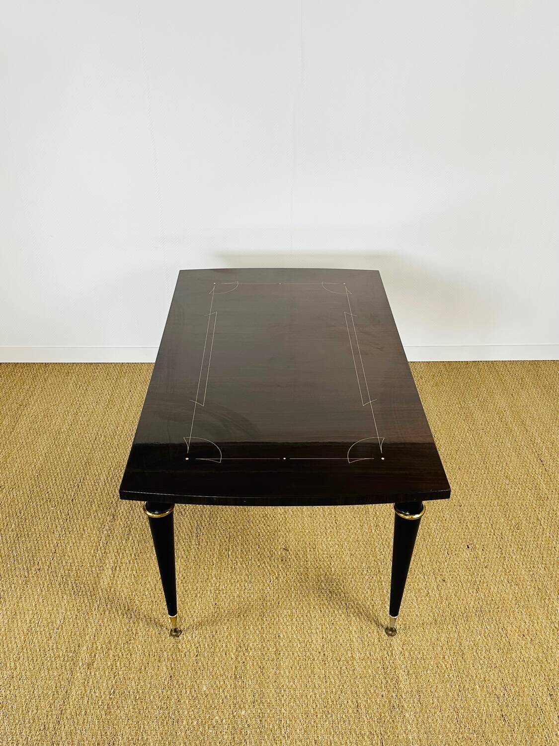 French Art Deco dining table in Macassar from 1940.