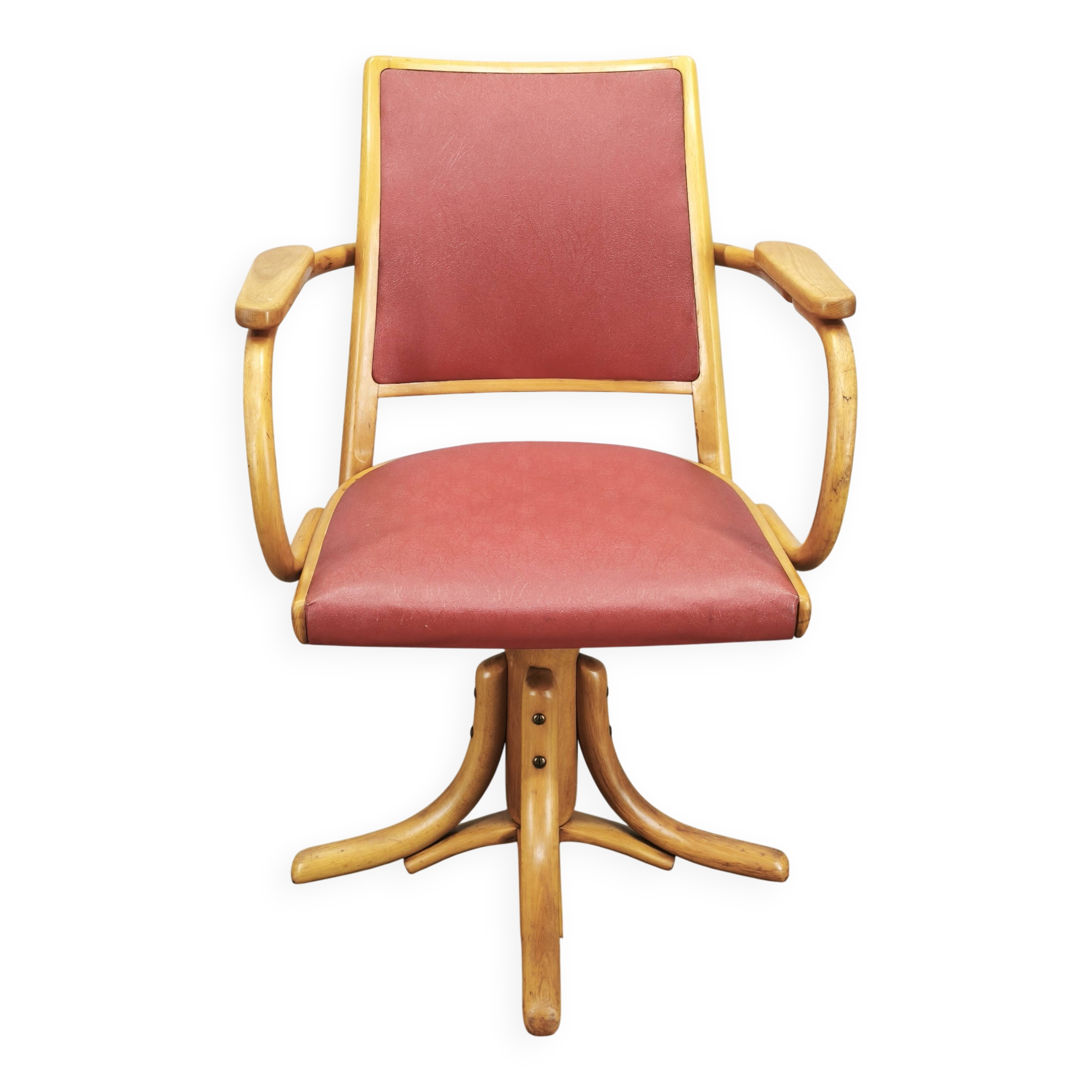 Ligna Adjustable Swivel Office Chair, Czechoslovakia, 1950s