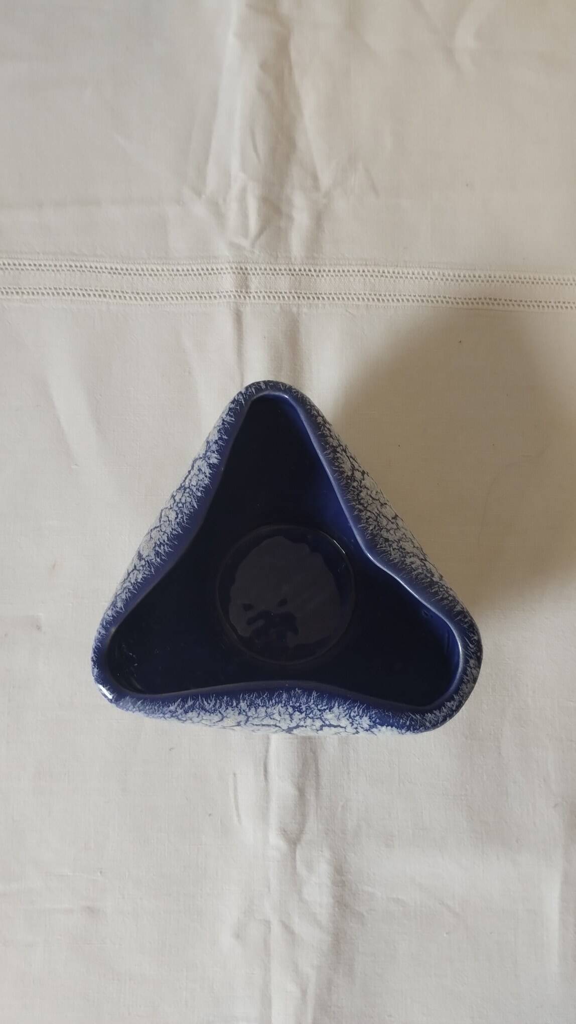 Blue crackled ceramic trinket tray